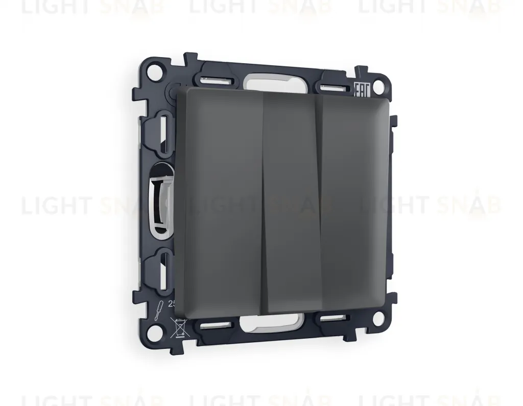 Выключатель трехклавишный Ambrella Volt Alfa 10A/250В графит VM133+AP9050 VM133 + AP9050