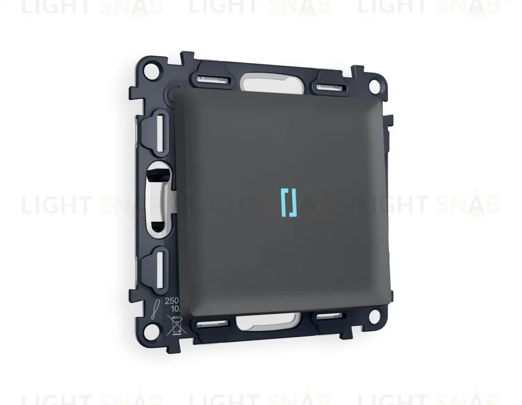Выключатель одноклавишный с подсветкой (голубой свет) Ambrella Volt Alfa 10A/250В графит VM101+G17B+AP9020 VM101 + G17B + AP9020