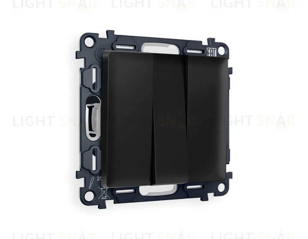 Выключатель трехклавишный Ambrella Volt Alfa 10A/250В черный матовый VM133+AP8050 VM133 + AP8050