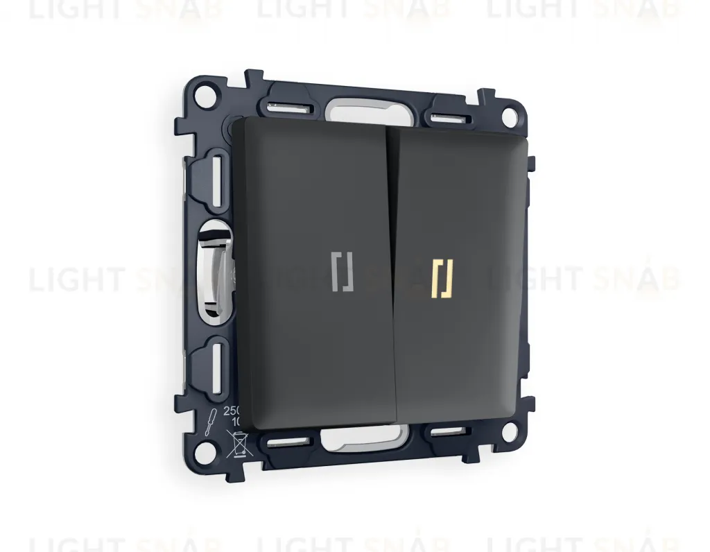 Выключатель двухклавишный с подсветкой (мягкий теплый свет) Ambrella Volt Alfa 10A/250В графит VM115+G11Y+G11Y+AP9040 VM115 + G11Y + AP9040