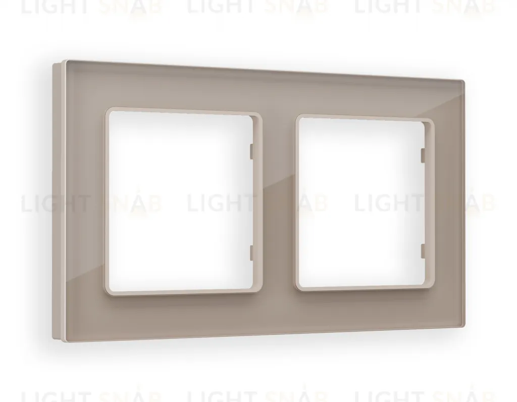 Рамка двойная Ambrella Volt Platos серо-бежевое стекло натуральное AF380602 AF380602