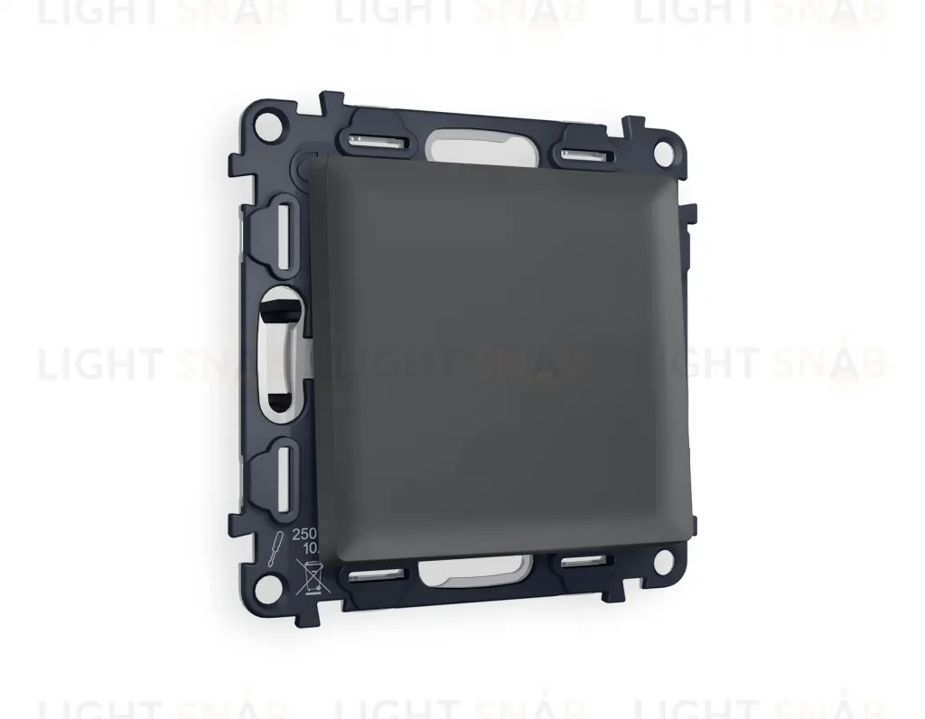 Выключатель одноклавишный перекрестный (из 3-х мест) Ambrella Volt Alfa 10A/250В графит VM112+AP9010 VM112 + AP9010