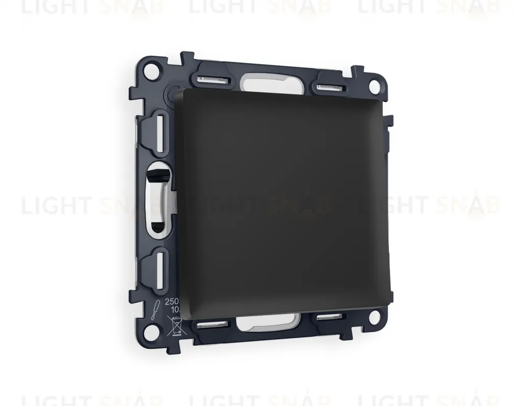 Переключатель одноклавишный на 2 направления (из 2-х мест) Ambrella Volt Alfa 10A/250В черный матовый VM105+AP8010 VM105 + AP8010