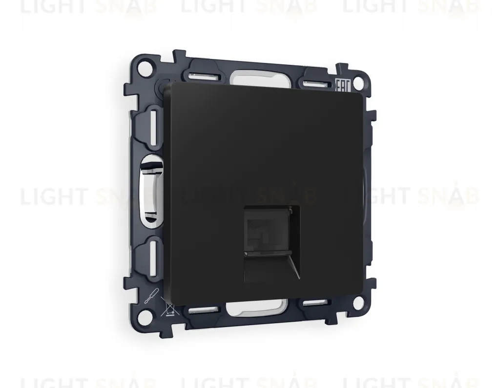 Розетка телефонная одинарная Ambrella Volt Alfa RJ 11, черный матовый VM190+AP8120 VM190 + AP8120