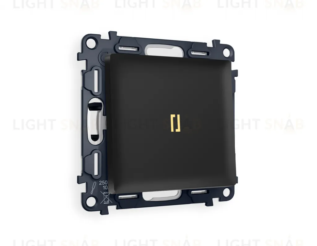 Выключатель одноклавишный с подсветкой (мягкий теплый свет) Ambrella Volt Alfa 10A/250В черный матовый VM101+G11Y+AP8020 VM101 + G11Y + AP8020