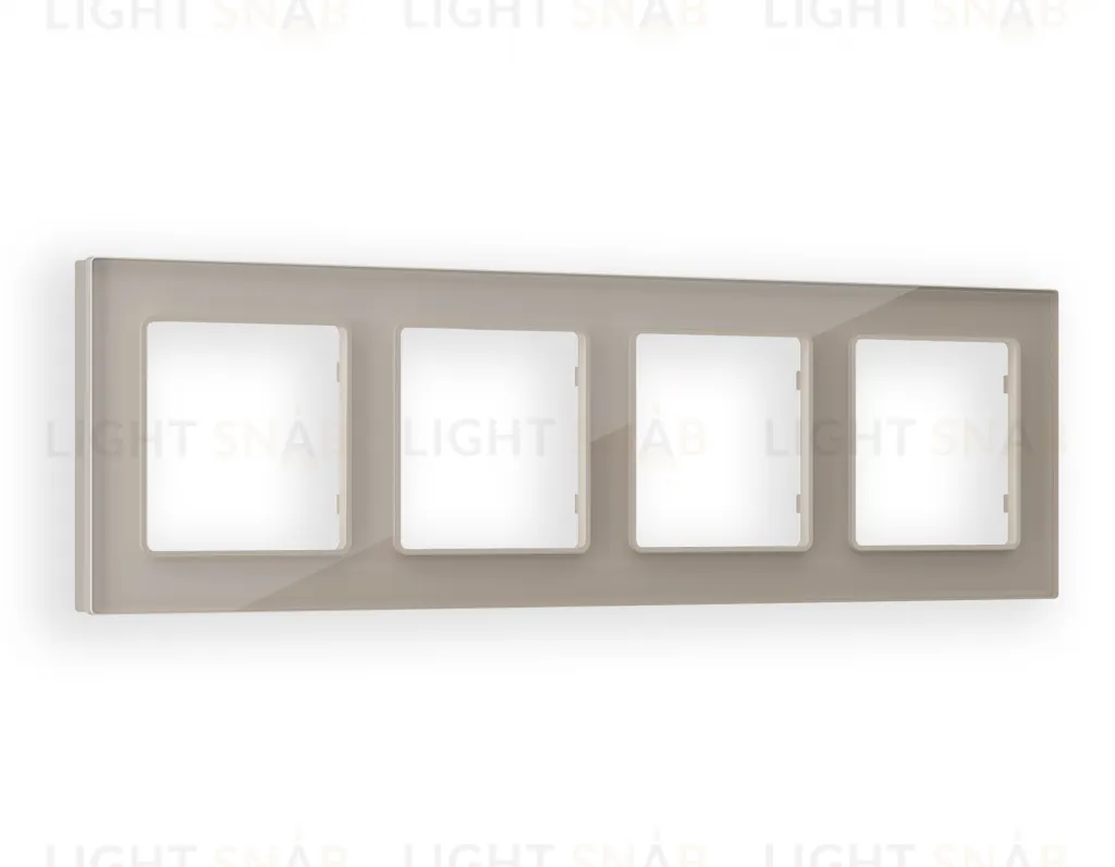 Рамка четверная Ambrella Volt Platos серо-бежевое стекло натуральное AF380604 AF380604