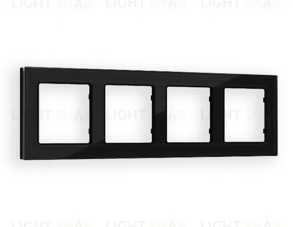 Рамка четверная Ambrella Volt Platos черный стекло натуральное AF380804 AF380804