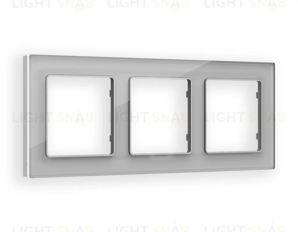 Рамка тройная Ambrella Volt Platos серебро стекло ограник AF330403 AF330403