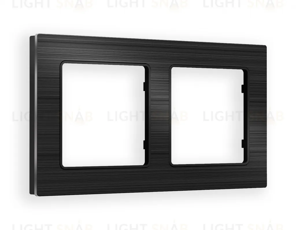 Рамка двойная Ambrella Volt Platos черный металл шлифованный AF550502 AF550502