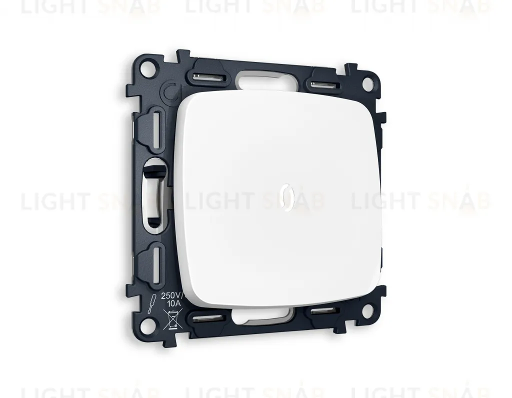 Переключатель одноклавишный (из 2-х мест) с подсветкой (нейтральный белый свет) Ambrella Volt Omega 10A/250В белый матовый VM105+G25W+OP1220 VM105 + G25W + OP1220