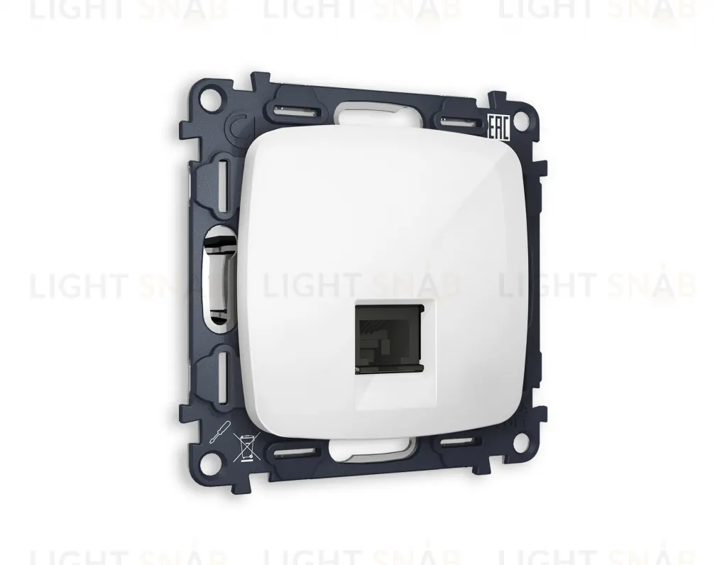 Розетка компьютерная одинарная Ambrella Volt Omega 6 кат, RJ 45, UTP, белый глянец VM188+OP1120 VM188 + OP1120