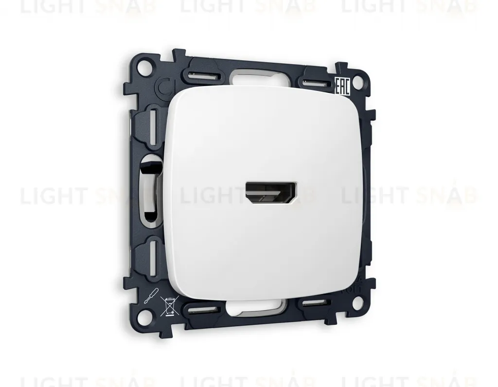 Розетка одинарная HDMI 2.0 40V/0,5A 5-18 Гбит/с Ambrella Volt Omega, белый матовый VM222+OP1340 VM222 + OP1340