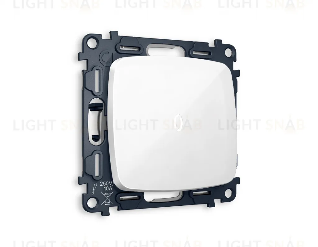 Выключатель одноклавишный с подсветкой (нейтральный белый свет) Ambrella Volt Omega 10A/250В белый глянец VM101+G14W+OP1020 VM101 + G14W + OP1020