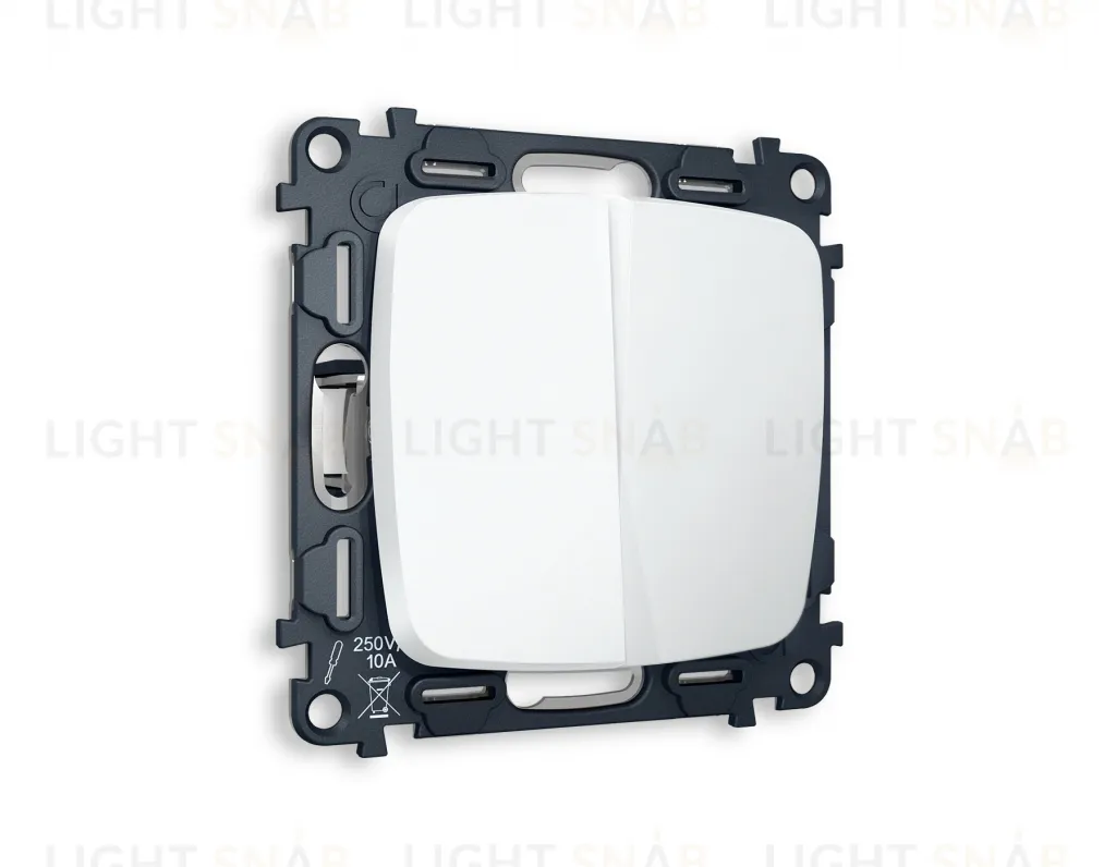 Выключатель двухклавишный Ambrella Volt Omega 10A/250В белый матовый VM115+OP1230 VM115 + OP1230