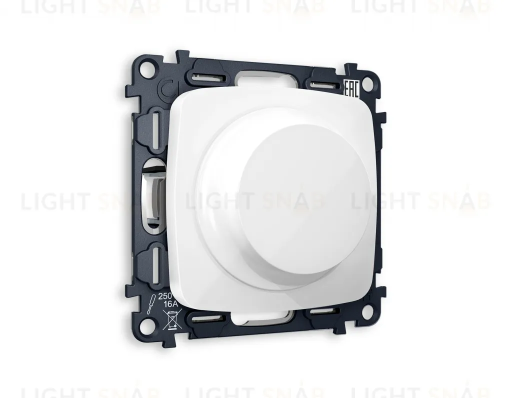 Светорегулятор поворотно-нажимной 5-300Вт Led, 25-600Вт лампы накал., Ambrella Volt Omega белый глянец VM136+OP1055 VM136 + OP1055