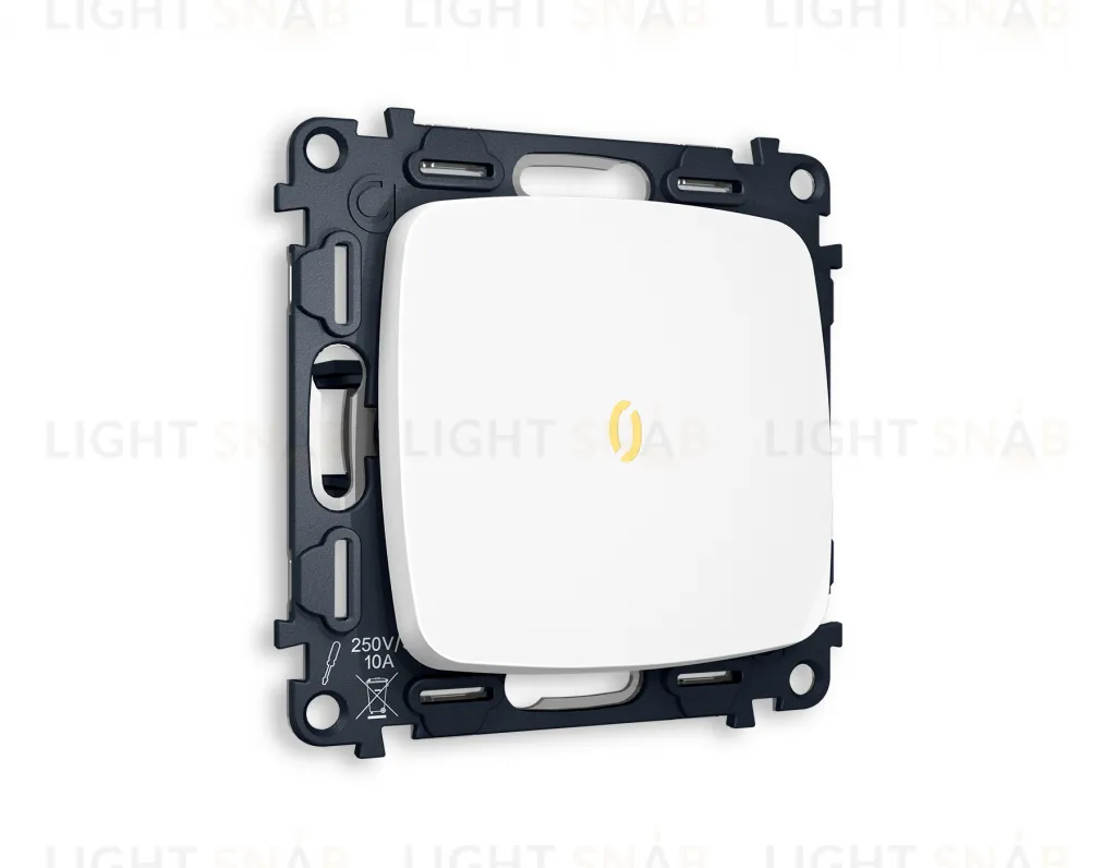Выключатель одноклавишный с подсветкой (мягкий теплый свет) Ambrella Volt Omega 10A/250В белый матовый VM101+G11Y+OP1220 VM101 + G11Y + OP1220