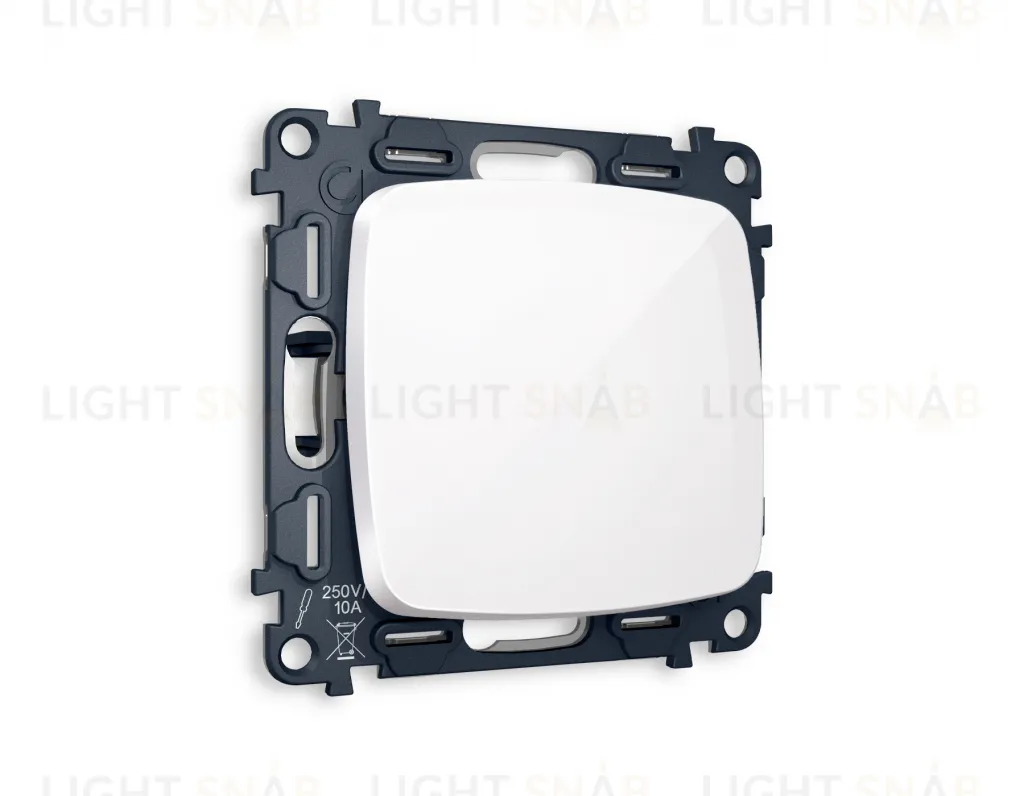 Переключатель одноклавишный на 2 направления (из 2-х мест) Ambrella Volt Omega 10A/250В белый глянец VM105+OP1010 VM105 + OP1010