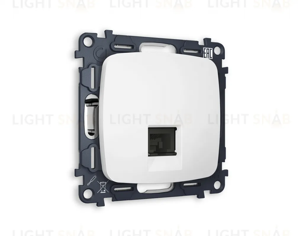 Розетка компьютерная одинарная Ambrella Volt Omega 6 кат, RJ 45, UTP, белый матовый VM188+OP1320 VM188 + OP1320