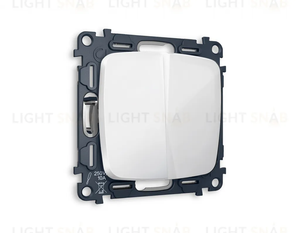 Выключатель двухклавишный Ambrella Volt Omega 10A/250В белый глянец VM115+OP1030 VM115 + OP1030