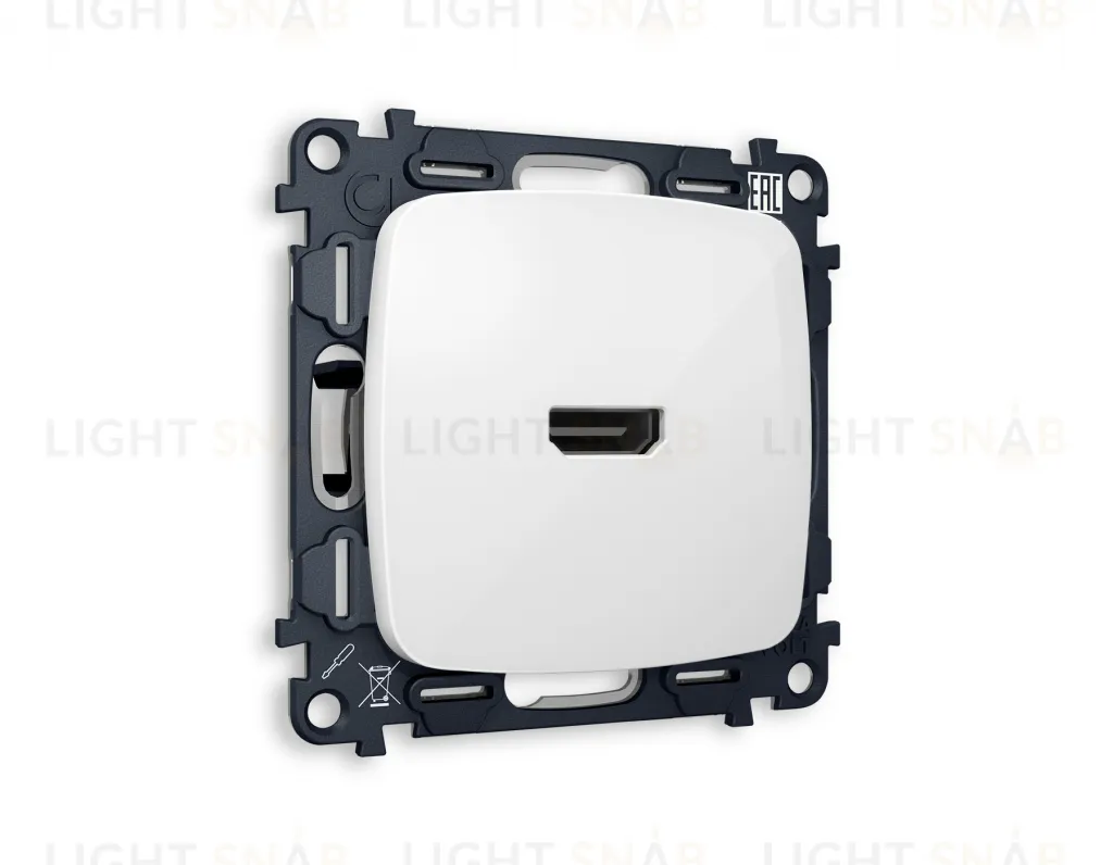 Розетка одинарная HDMI 2.0 40V/0,5A 5-18 Гбит/с Ambrella Volt Omega, белый глянец VM222+OP1140 VM222 + OP1140