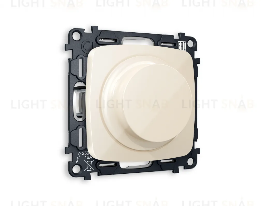 Светорегулятор поворотно-нажимной 5-300Вт Led, 25-600Вт лампы накал., Ambrella Volt Omega бежевый глянец VM136+OP3055 VM136 + OP3055