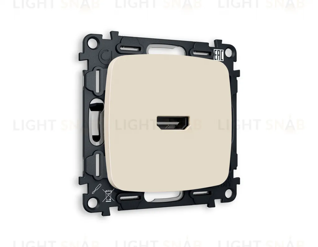 Розетка одинарная HDMI 2.0 40V/0,5A 5-18 Гбит/с Ambrella Volt Omega, бежевый матовый VM222+OP3340 VM222 + OP3340