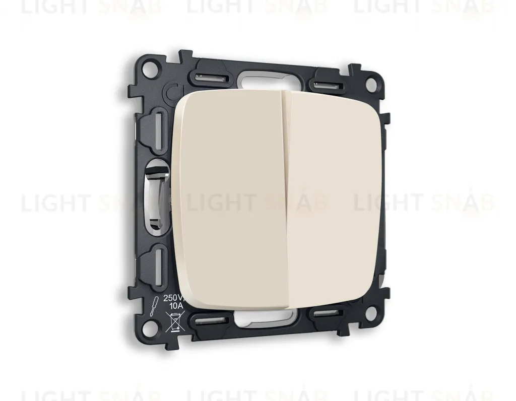 Выключатель двухклавишный Ambrella Volt Omega 10A/250В бежевый матовый VM115+OP3230 VM115 + OP3230