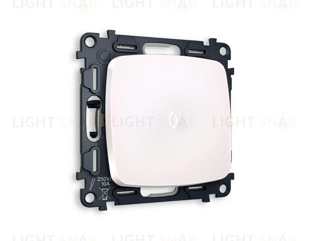 Переключатель одноклавишный (из 2-х мест) с подсветкой (нейтральный белый свет) Ambrella Volt Omega 10A/250В жемчуг VM105+G25W+OP2020 VM105 + G25W + OP2020