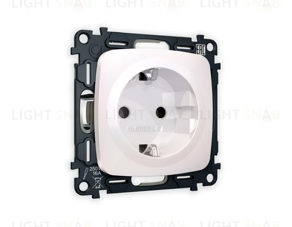 Розетка с заземлением Ambrella Volt Omega 16A/250В, винтовой зажим, жемчуг VM141+OP2060 VM141 + OP2060