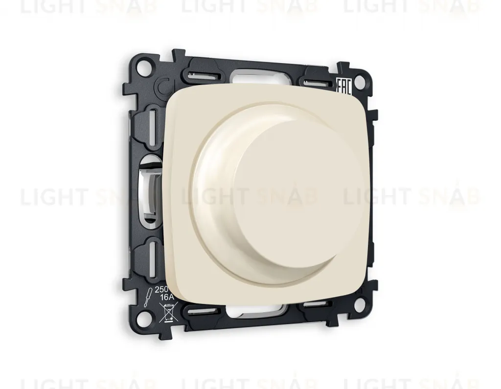 Светорегулятор поворотно-нажимной 5-300Вт Led, 25-600Вт лампы накал., Ambrella Volt Omega бежевый матовый VM136+OP3255 VM136 + OP3255