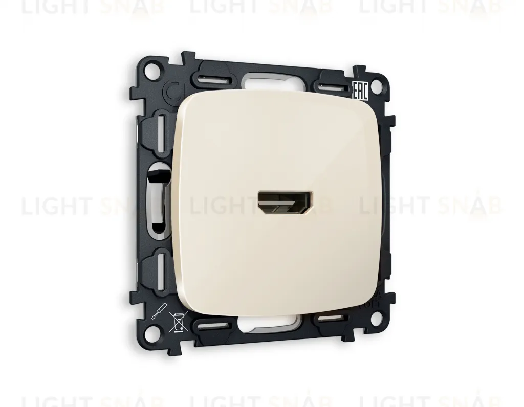 Розетка одинарная HDMI 2.0 40V/0,5A 5-18 Гбит/с Ambrella Volt Omega, бежевый глянец VM222+OP3140 VM222 + OP3140