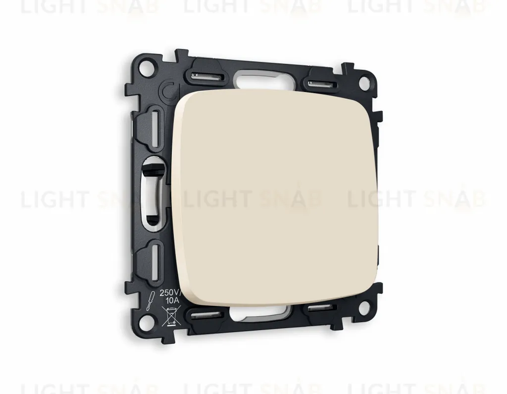 Переключатель одноклавишный на 2 направления (из 2-х мест) Ambrella Volt Omega 10A/250В бежевый матовый VM105+OP3210 VM105 + OP3210