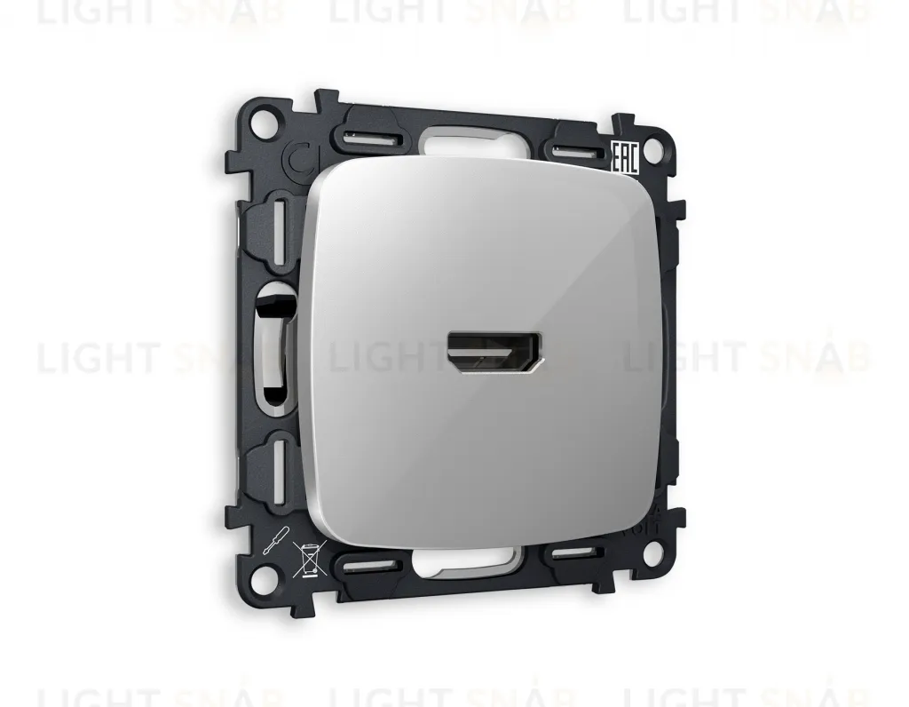 Розетка одинарная HDMI 2.0 40V/0,5A 5-18 Гбит/с Ambrella Volt Omega, серебро глянец VM222+OP4140 VM222 + OP4140