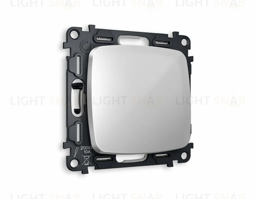 Выключатель одноклавишный Ambrella Volt Omega 10A/250В серебро глянец VM101+OP4010 VM101 + OP4010