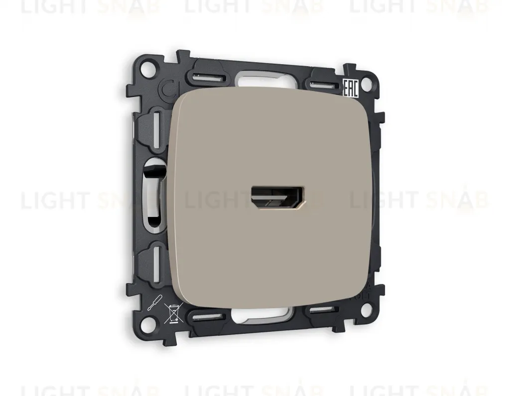 Розетка одинарная HDMI 2.0 40V/0,5A 5-18 Гбит/с Ambrella Volt Omega, серо-бежевый матовый VM222+OP3740 VM222 + OP3740