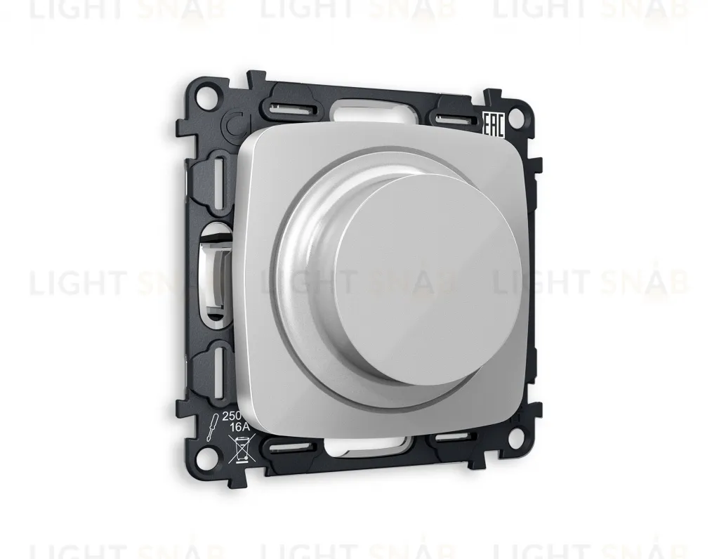 Светорегулятор поворотно-нажимной 5-300Вт Led, 25-600Вт лампы накал., Ambrella Volt Omega серебро глянец VM136+OP4055 VM136 + OP4055