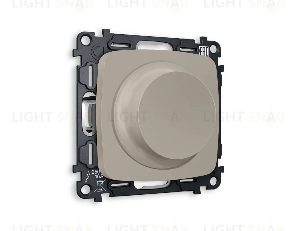 Светорегулятор поворотно-нажимной 5-300Вт Led, 25-600Вт лампы накал., Ambrella Volt Omega серо-бежевый матовый VM136+OP3655 VM136 + OP3655