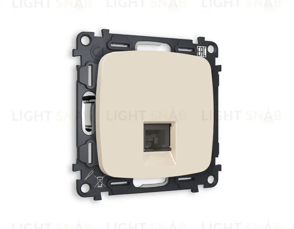 Розетка телефонная одинарная Ambrella Volt Omega RJ 11, бежевый матовый VM190+OP3320 VM190 + OP3320