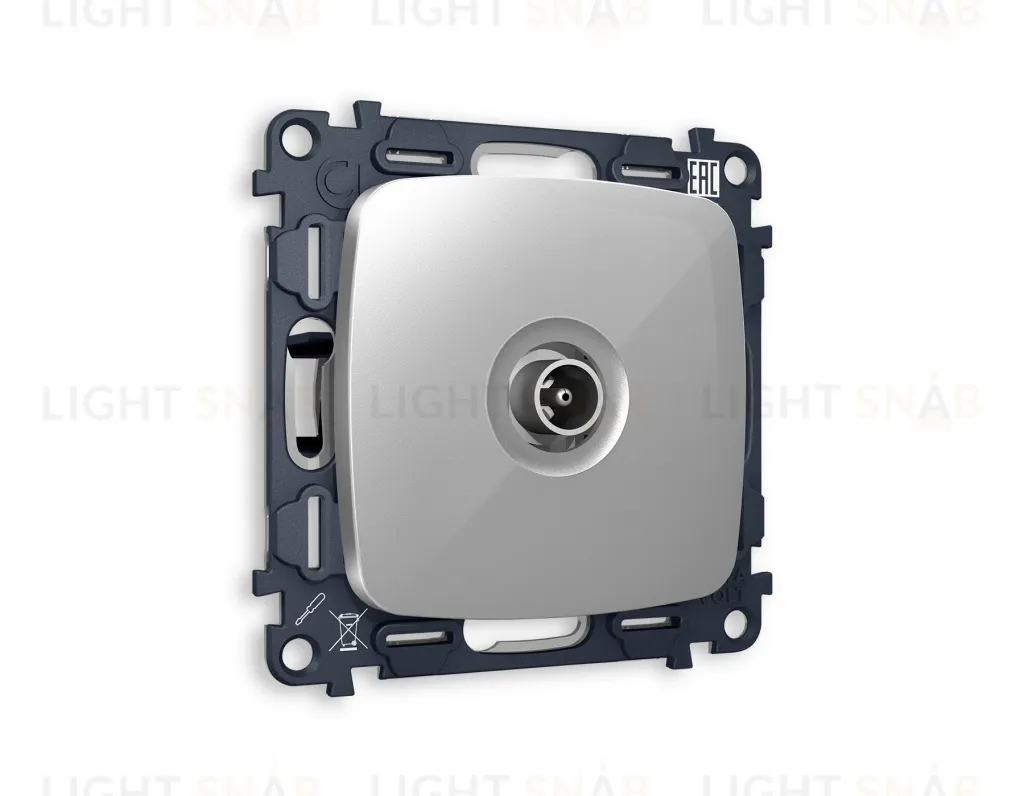 Розетка TV проходная Ambrella Volt Omega серебро глянец VM211+OP4130 VM211 + OP4130