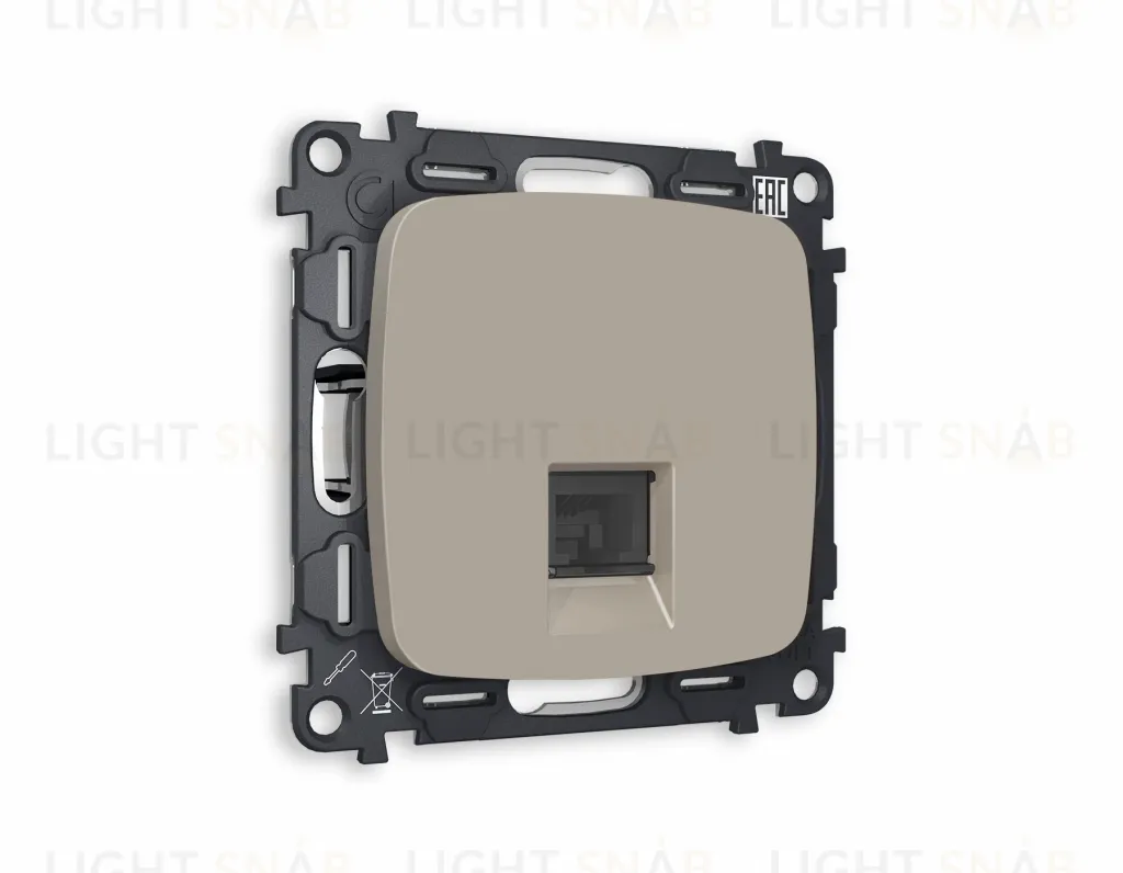 Розетка телефонная одинарная Ambrella Volt Omega RJ 11, серо-бежевый матовый VM190+OP3720 VM190 + OP3720