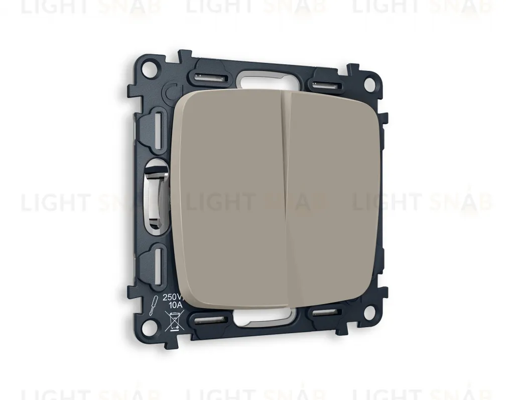 Выключатель двухклавишный Ambrella Volt Omega 10A/250В серо-бежевый матовый VM115+OP3630 VM115 + OP3630