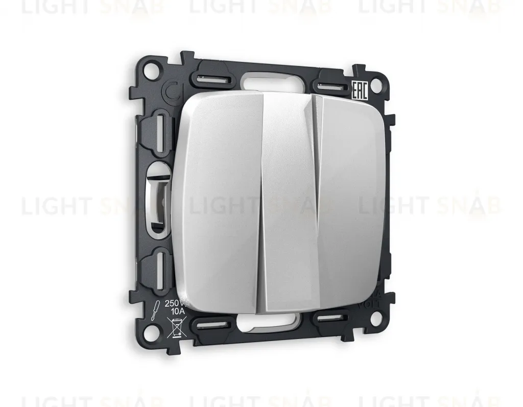 Выключатель трехклавишный Ambrella Volt Omega 10A/250В серебро глянец VM133+OP4050 VM133 + OP4050