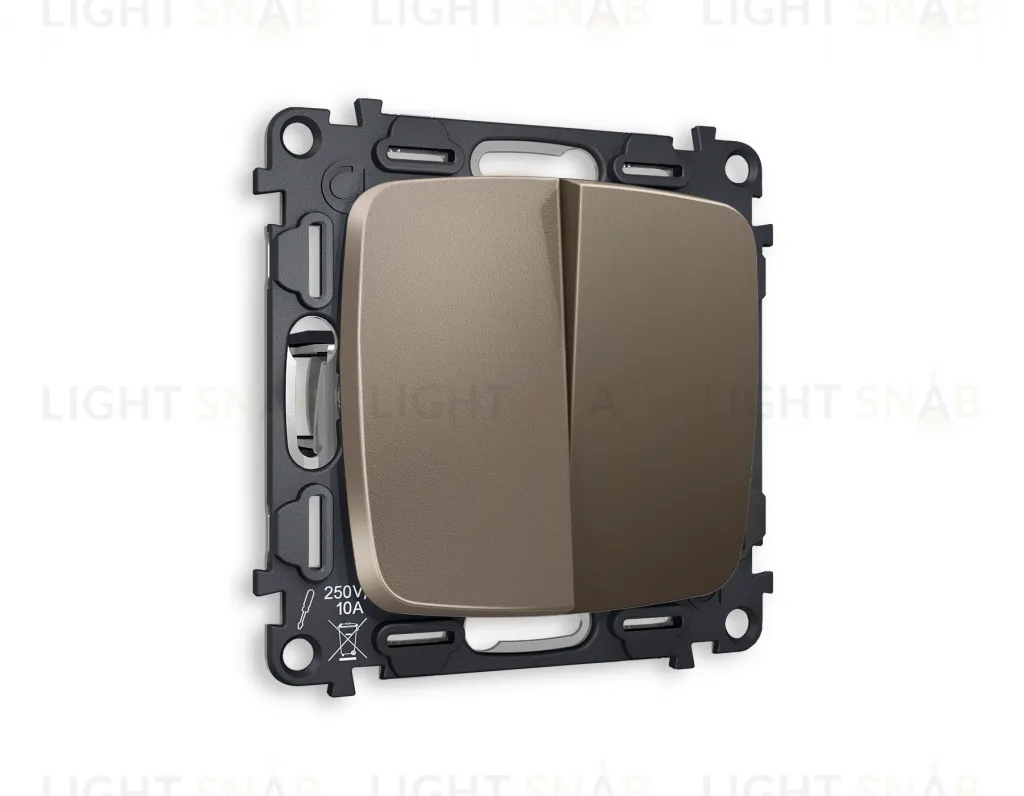 Выключатель двухклавишный проходной (из 2-х мест) Ambrella Volt Omega 10A/250В темная бронза матовый VM120+OP6330 VM120 + OP6330