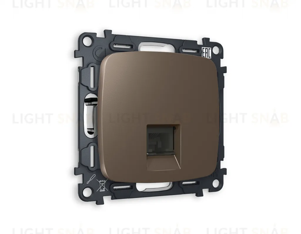 Розетка компьютерная одинарная Ambrella Volt Omega 6 кат, RJ 45, UTP, темная бронза матовый VM188+OP6420 VM188 + OP6420