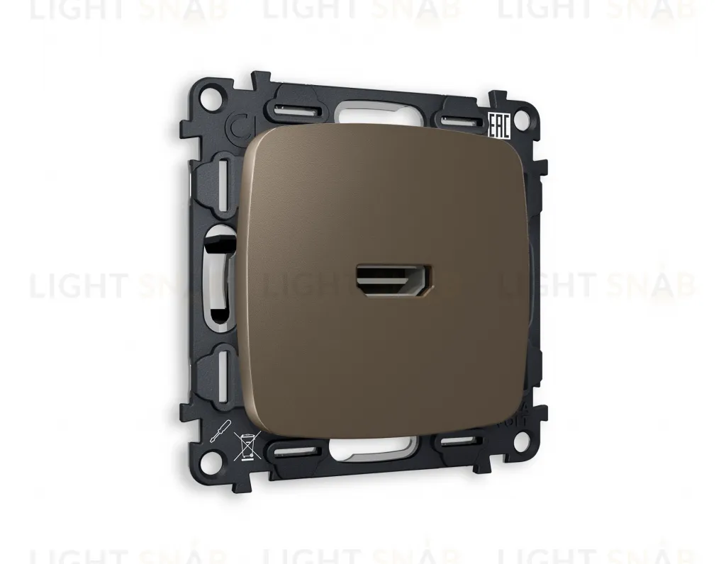 Розетка одинарная HDMI 2.0 40V/0,5A 5-18 Гбит/с Ambrella Volt Omega, темная бронза матовый VM222+OP6440 VM222 + OP6440