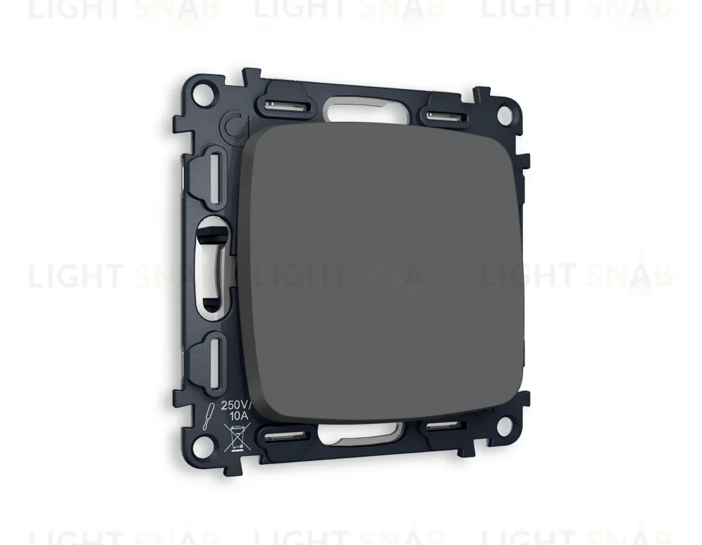 Переключатель одноклавишный на 2 направления (из 2-х мест) Ambrella Volt Omega 10A/250В графит VM105+OP9010 VM105 + OP9010