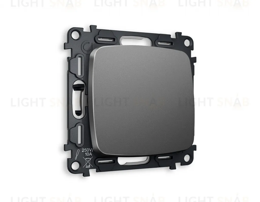 Выключатель одноклавишный перекрестный (из 3-х мест) Ambrella Volt Omega 10A/250В антрацит серый VM112+OP6510 VM112 + OP6510