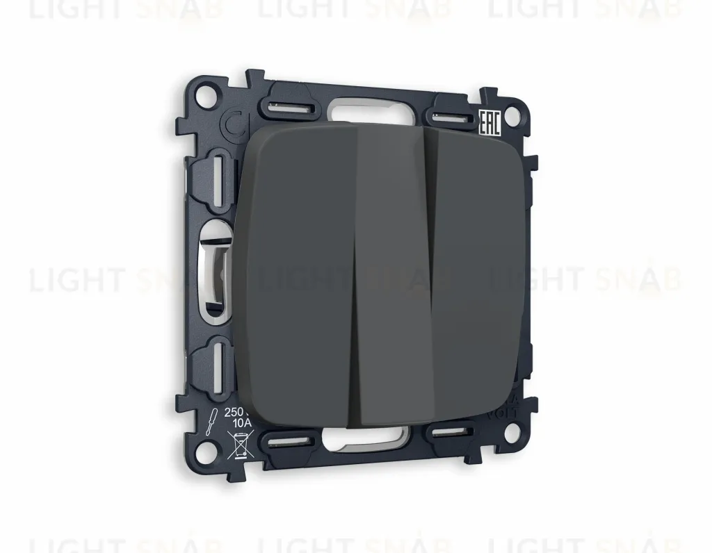 Выключатель трехклавишный Ambrella Volt Omega 10A/250В графит VM133+OP9050 VM133 + OP9050