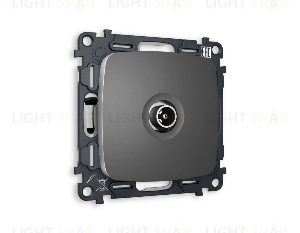 Розетка TV проходная Ambrella Volt Omega антрацит серый VM211+OP6630 VM211 + OP6630