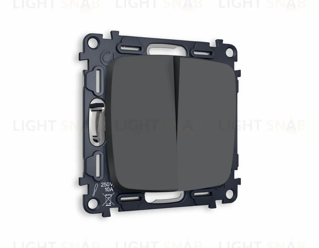 Выключатель двухклавишный Ambrella Volt Omega 10A/250В графит VM115+OP9030 VM115 + OP9030